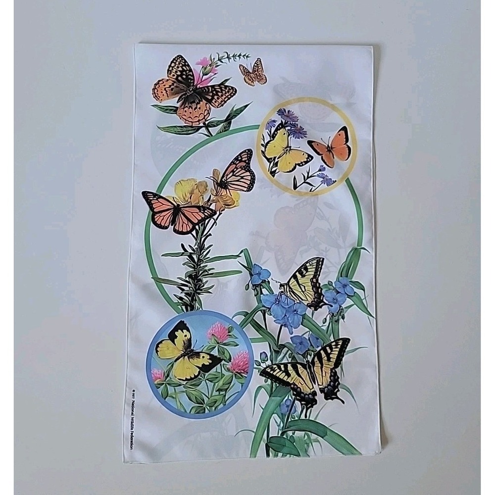Vintage 1977 National Wildlife Foundation Rectangle Scarf Butterfly Print Nature